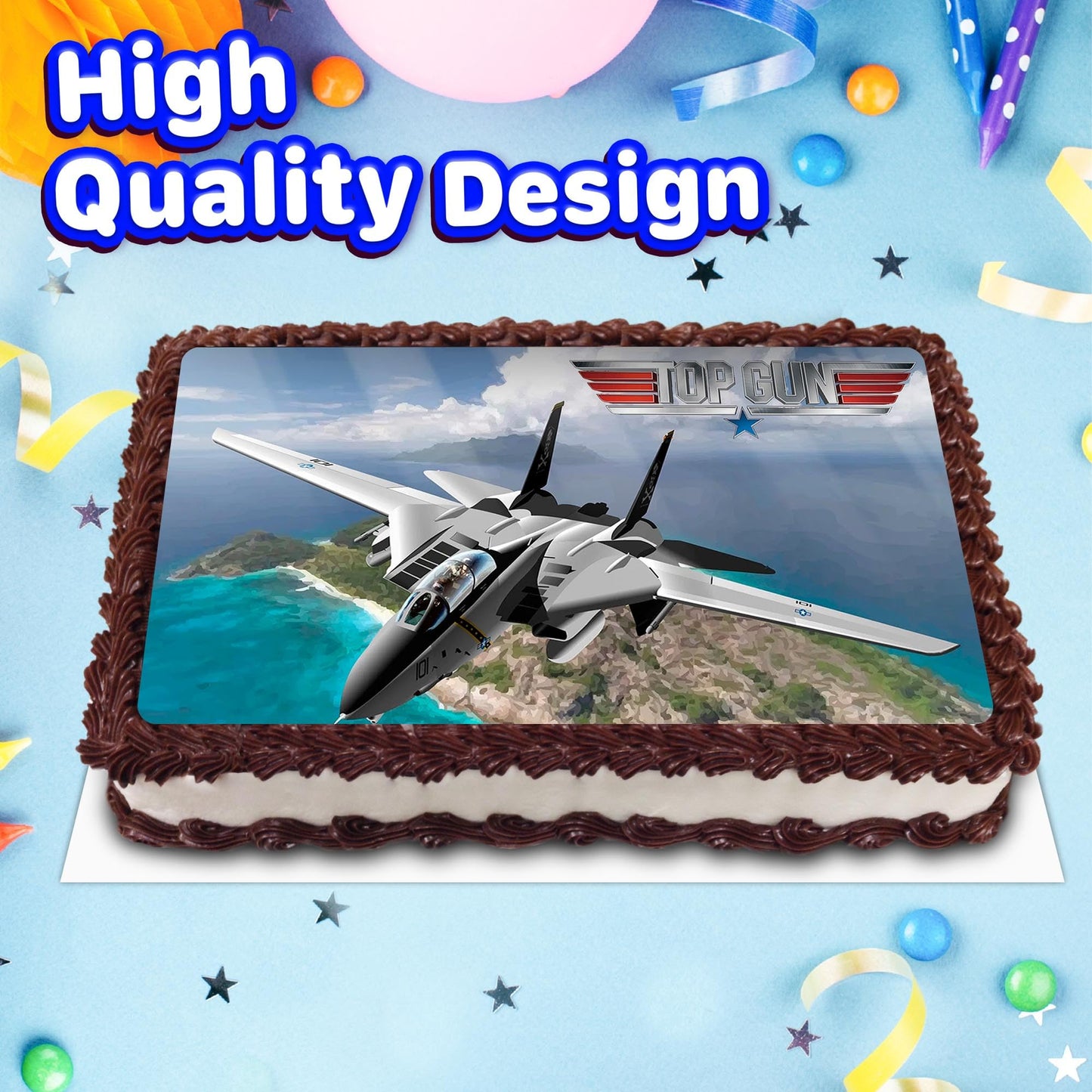 8.3 x 11.7 Inch Edible Square Cake Toppers Top Gun