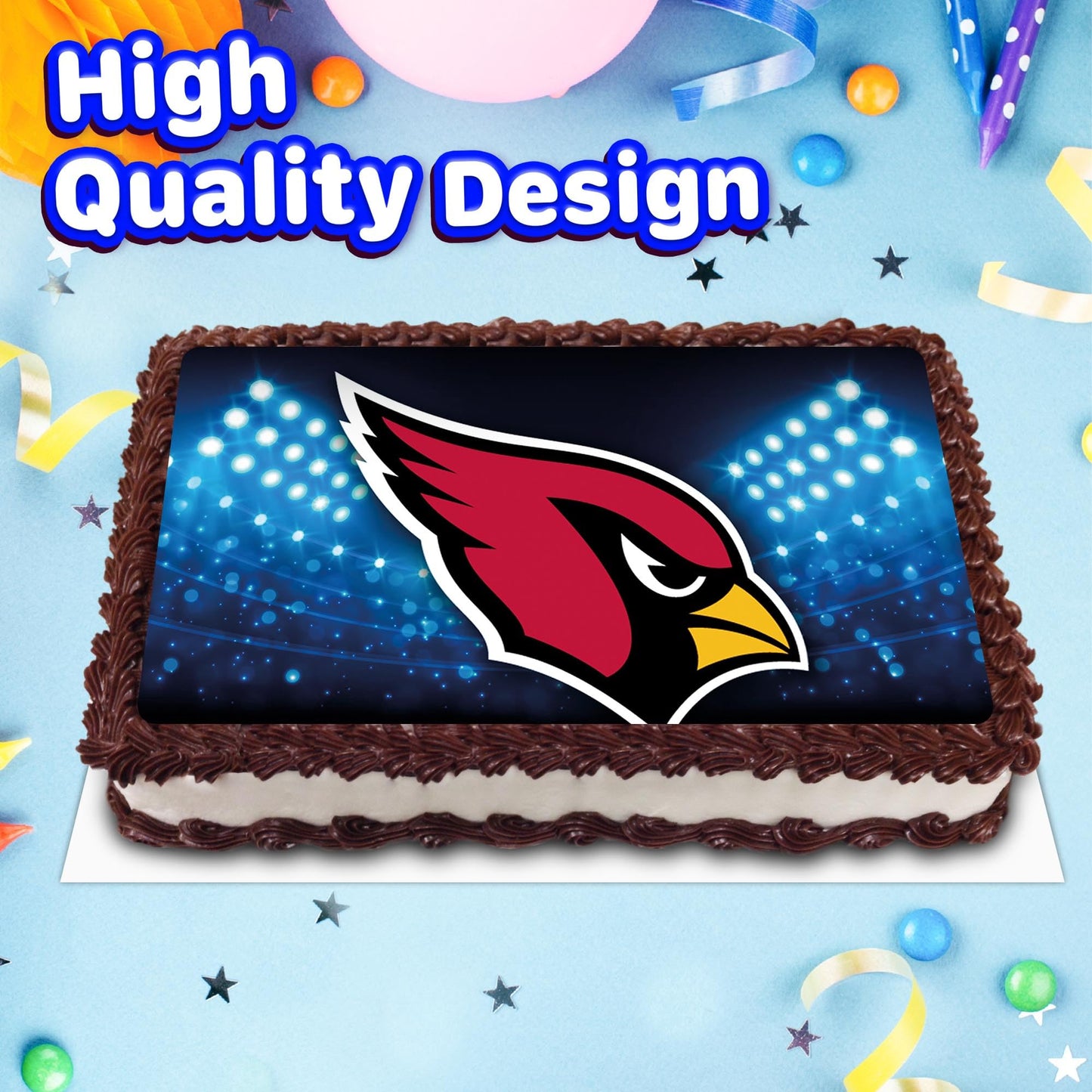 8.3 x 11.7 Inch Edible Square Cake Toppers Arizona Cardinals