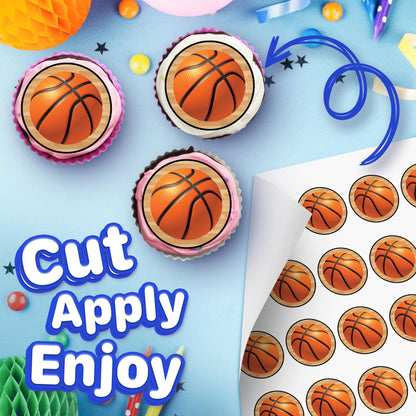 30x Wafer Paper Basket Ball Edible Cupcake Topper