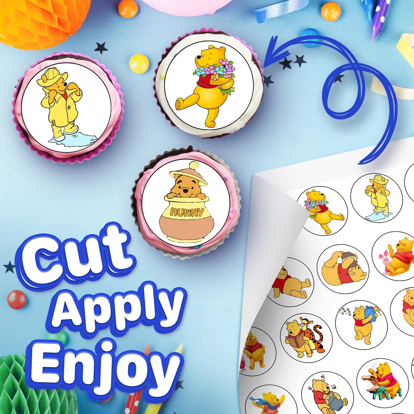 30x Wafer Paper Winne The Pooh Edible Cupcake Topper