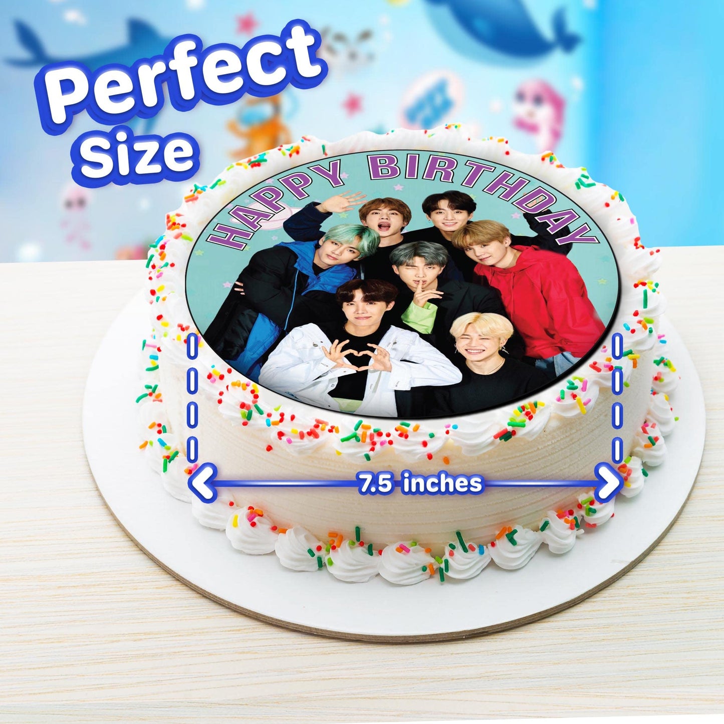 7.5 Inch Edible Cake Toppers Bts