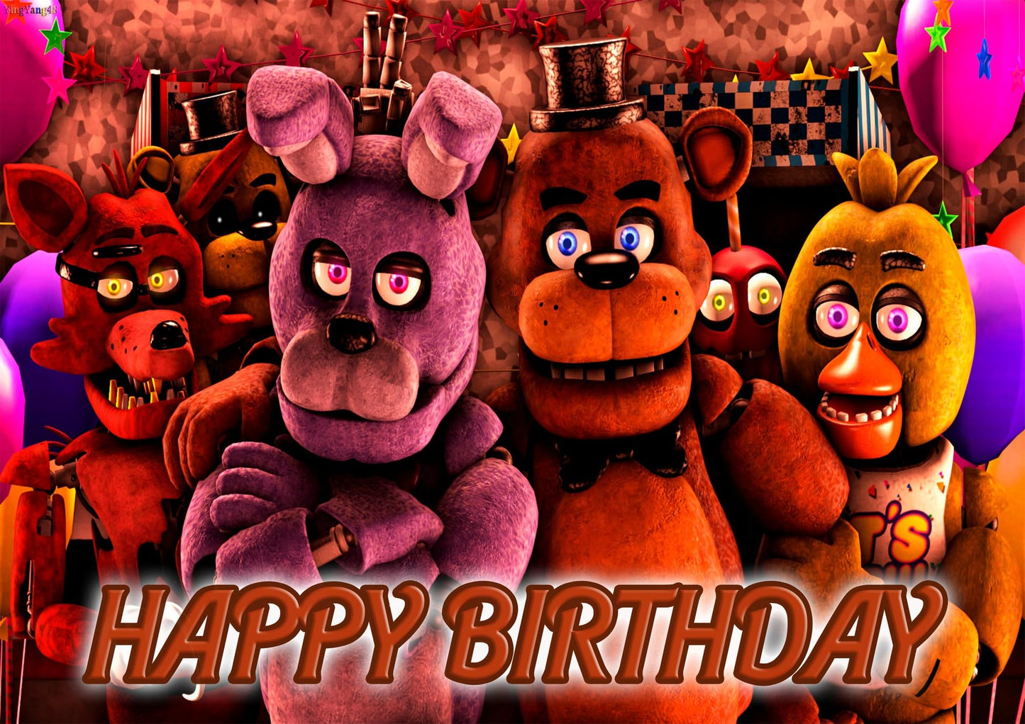 8.3 x 11.7 Inch Edible Square Cake Toppers Five night at freddy