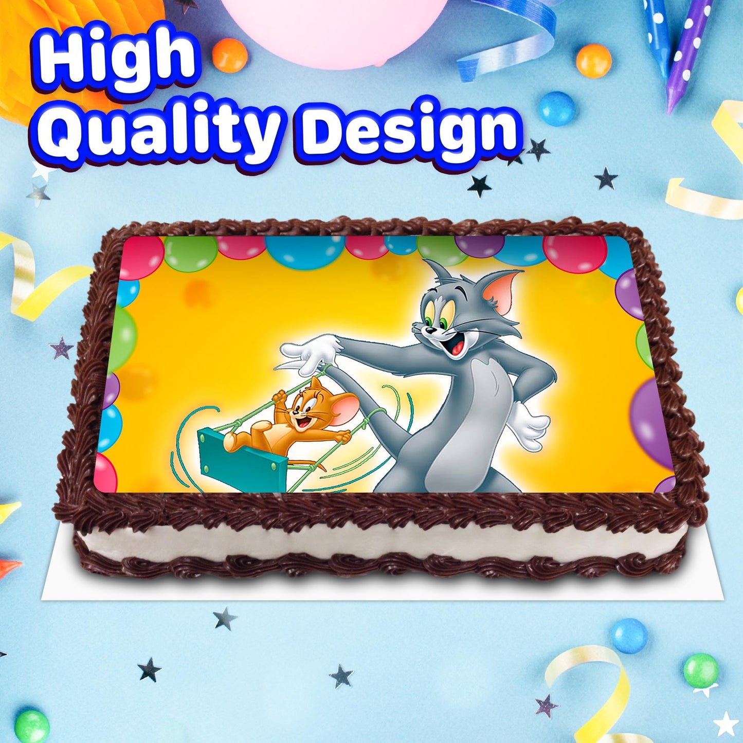 8.3 x 11.7 Inch Edible Square Cake Toppers Tom and Jerry