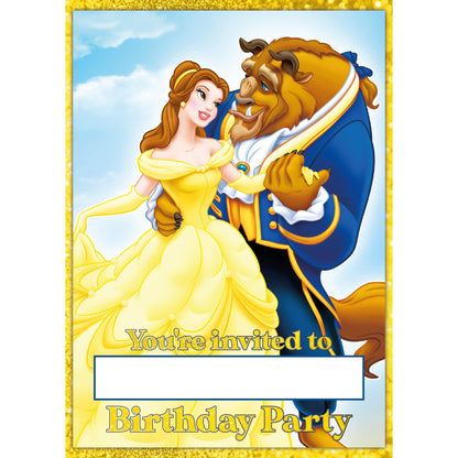 Set of 20 Beauty And The Beast Birthday Invitation Cards & Envelopes