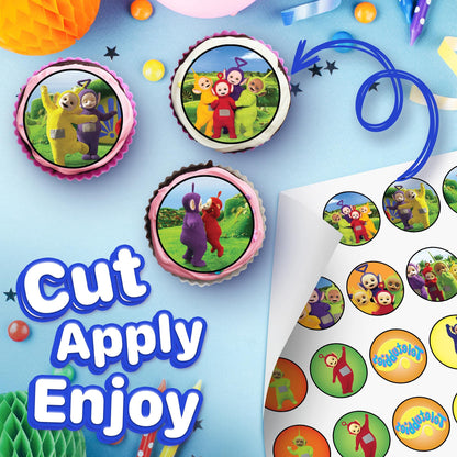 30x Wafer Paper Teletubbies Edible Cupcake Topper