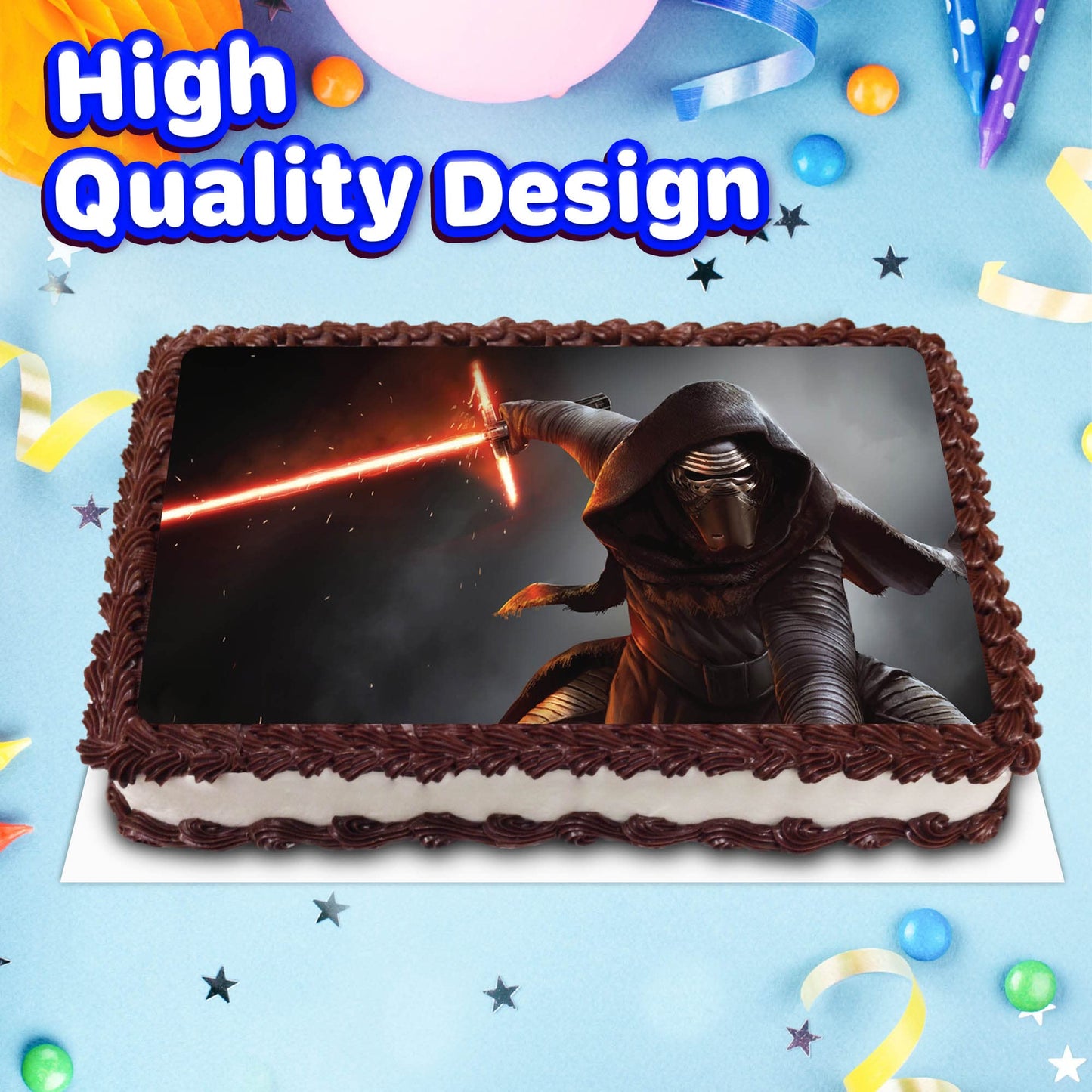 8.3 x 11.7 Inch Edible Square Cake Toppers Kylo Ren