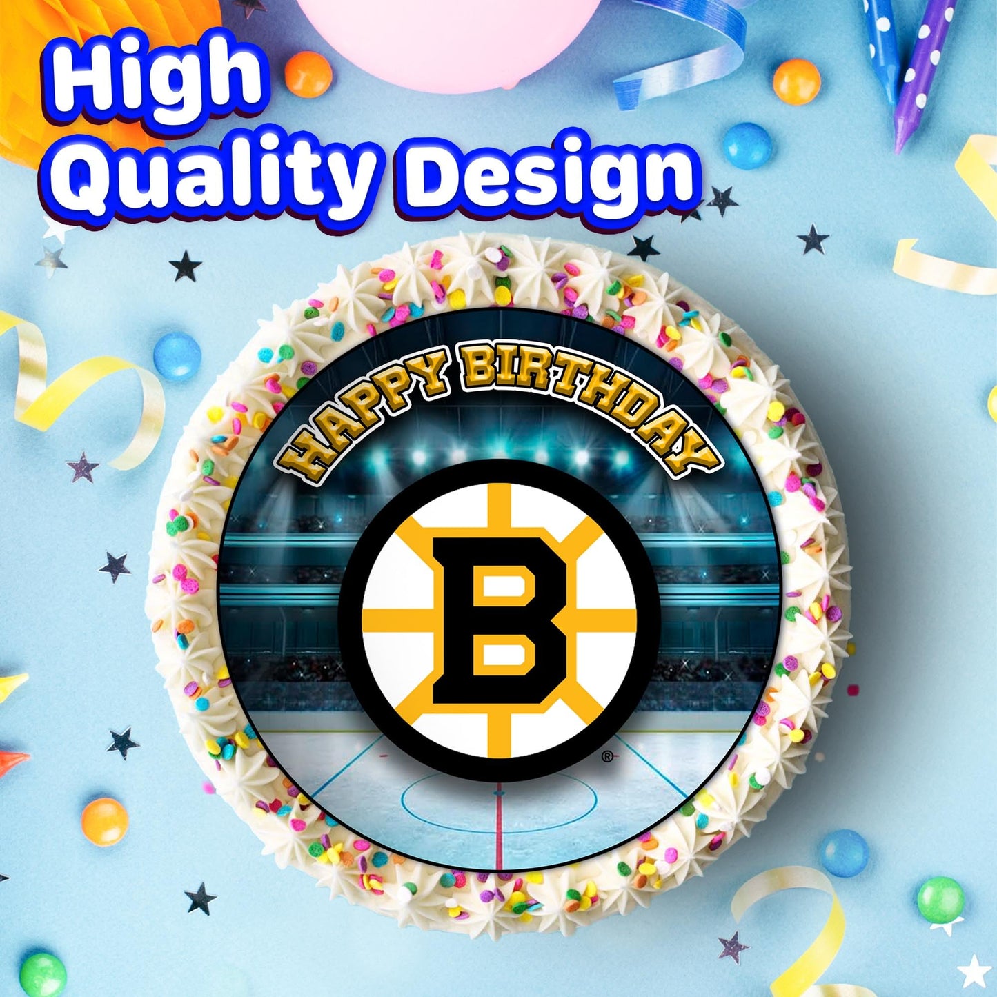 7.5 Inch Edible Cake Toppers Boston Bruins