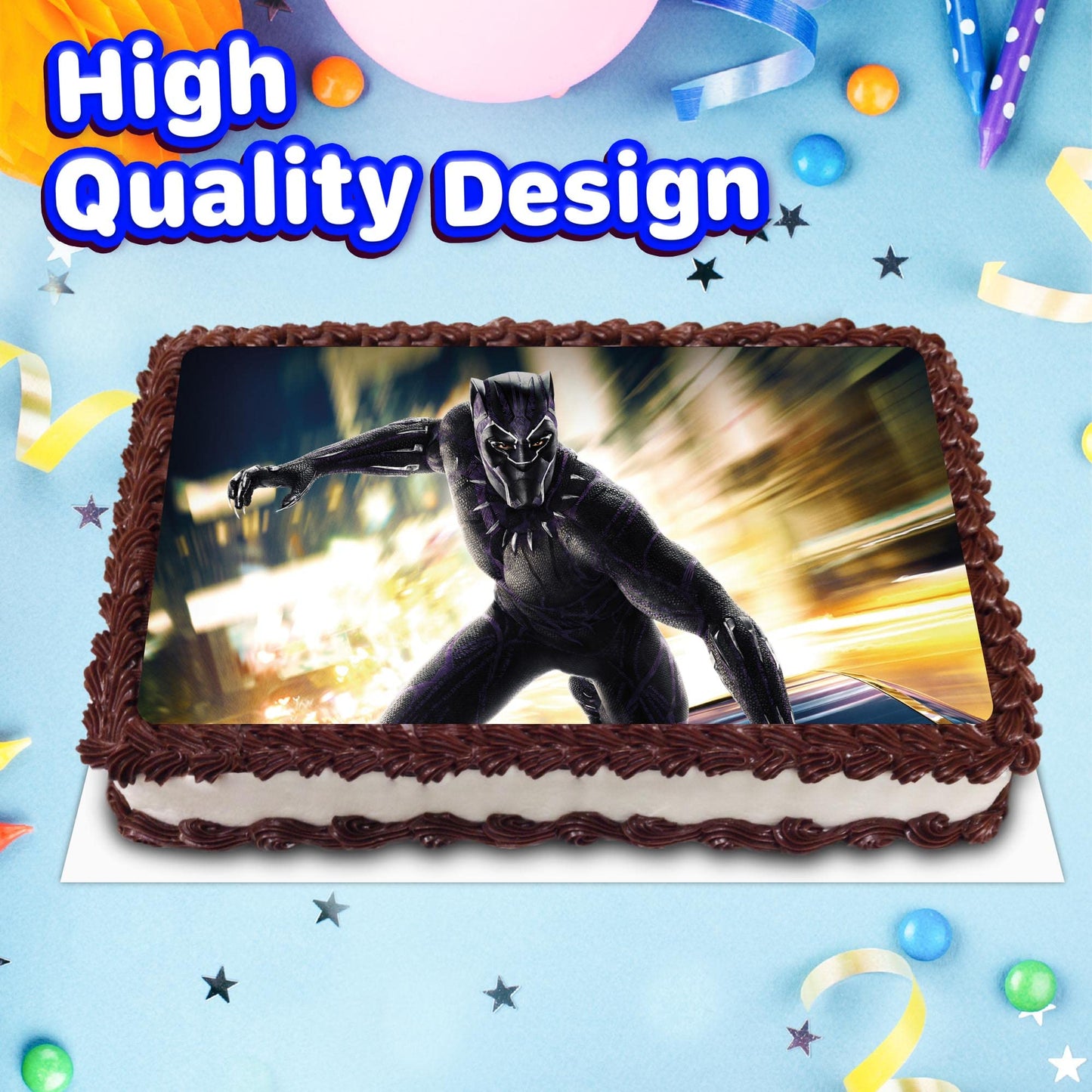 8.3 x 11.7 Inch Edible Square Cake Toppers Black Panther