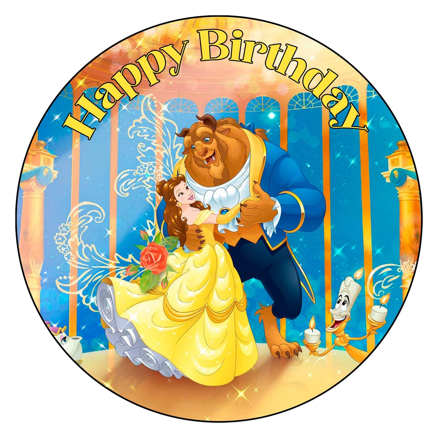 7.5 Inch Edible Cake Toppers Beauty And The Beast