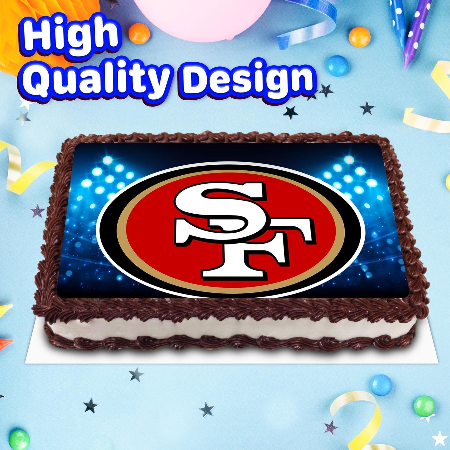 8.3 x 11.7 Inch Edible Square Cake Toppers San Francisco 49ers