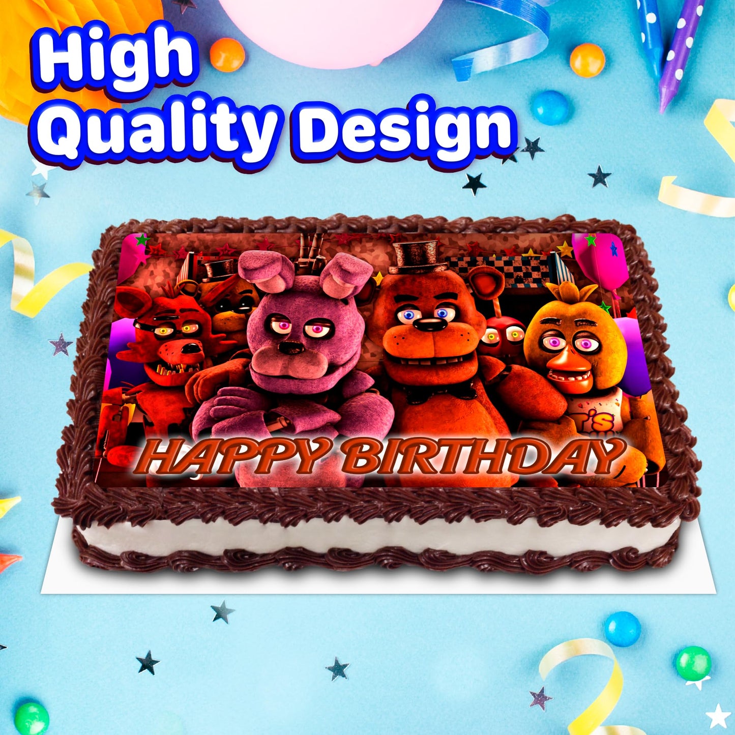 8.3 x 11.7 Inch Edible Square Cake Toppers Five night at freddy