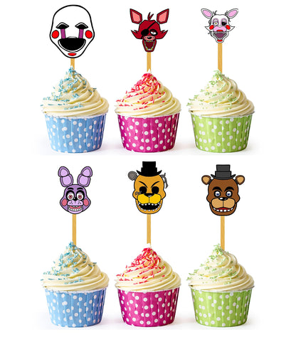 24x Spooky Animatronic Adventure Cupcake Topper Picks – Fun Birthday Party Décor for Kids