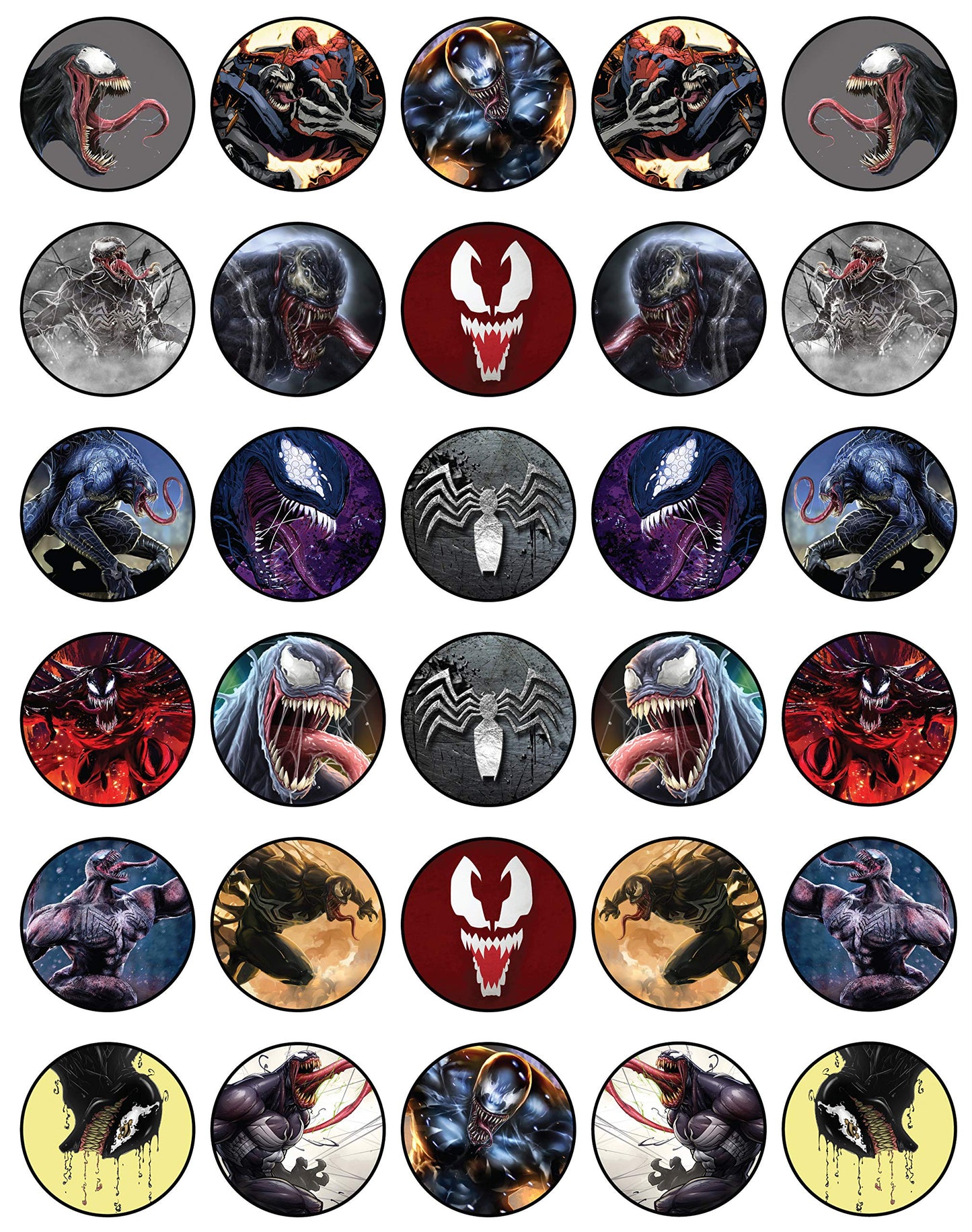 30x Wafer Paper Venom Edible Cupcake Topper