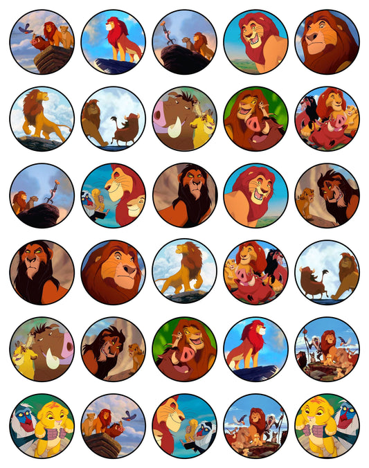 30x Wafer Paper Lion king Edible Cupcake Topper