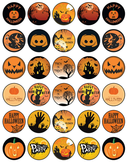 30x Wafer Paper Halloween Edible Cupcake Topper