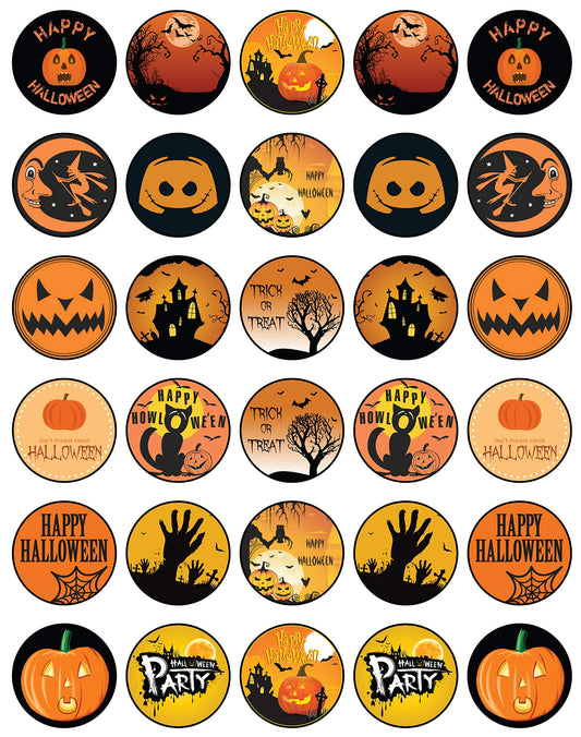 30x Wafer Paper Halloween Edible Cupcake Topper