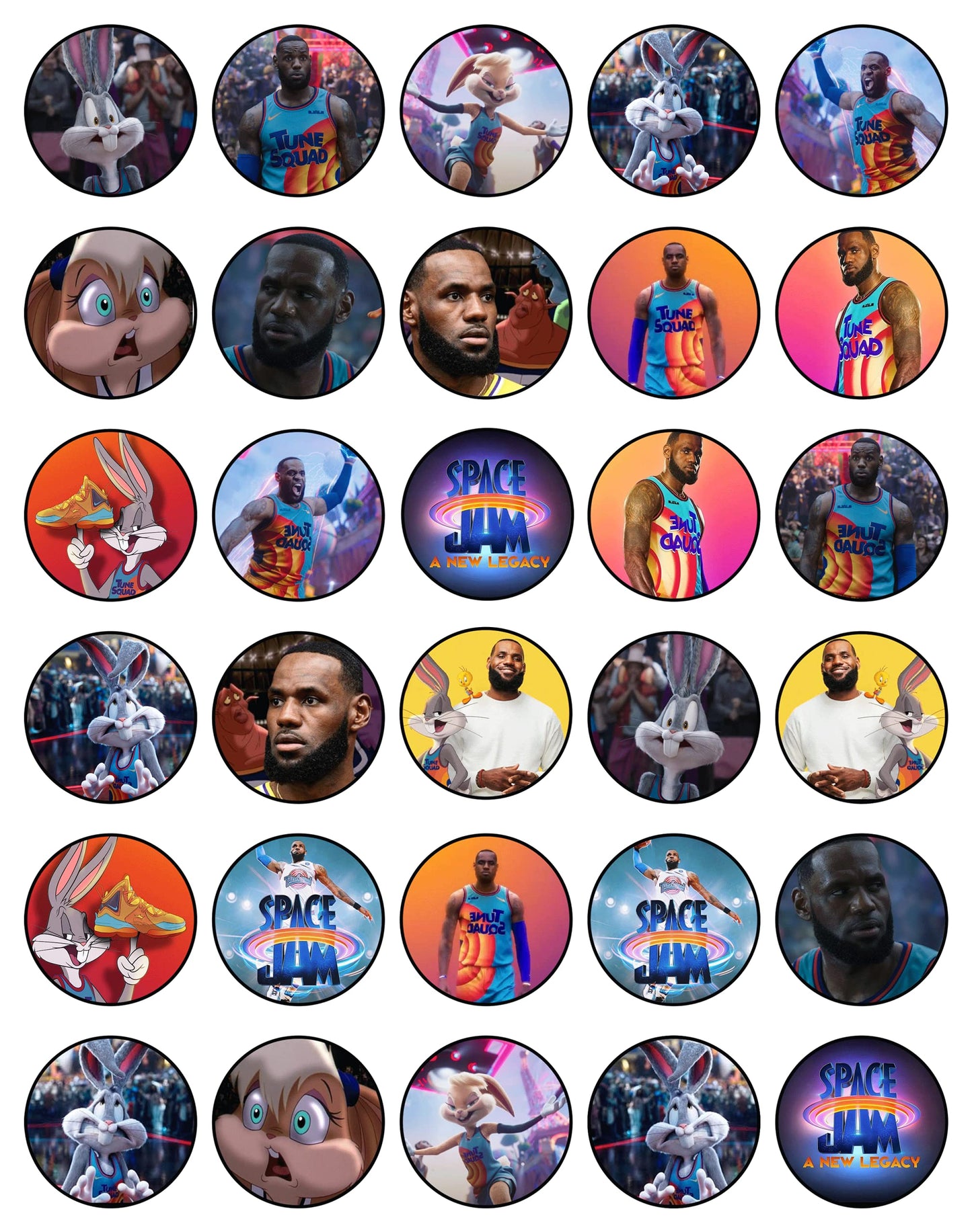 30x Wafer Paper Space Jam Edible Cupcake Topper