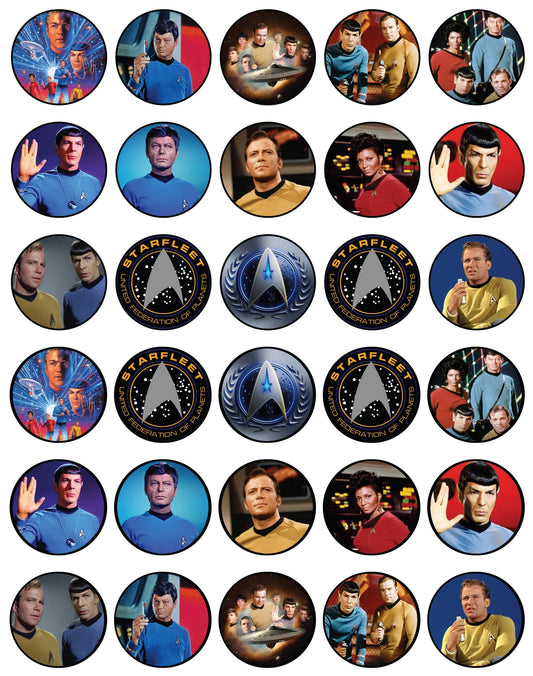 30x Wafer Paper Star Trek Edible Cupcake Topper