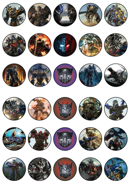 30x Wafer Paper transformers Edible Cupcake Topper