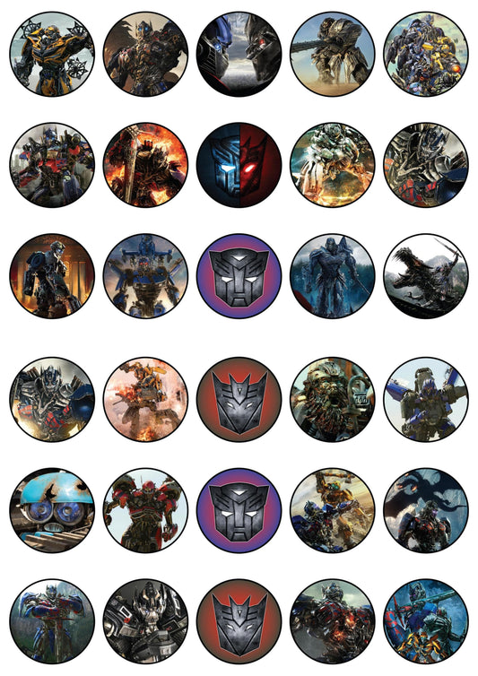 30x Wafer Paper transformers Edible Cupcake Topper