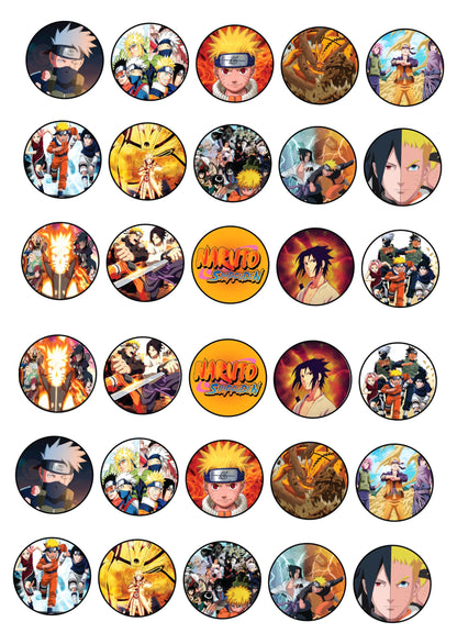 30x Wafer Paper Naruto Edible Cupcake Topper