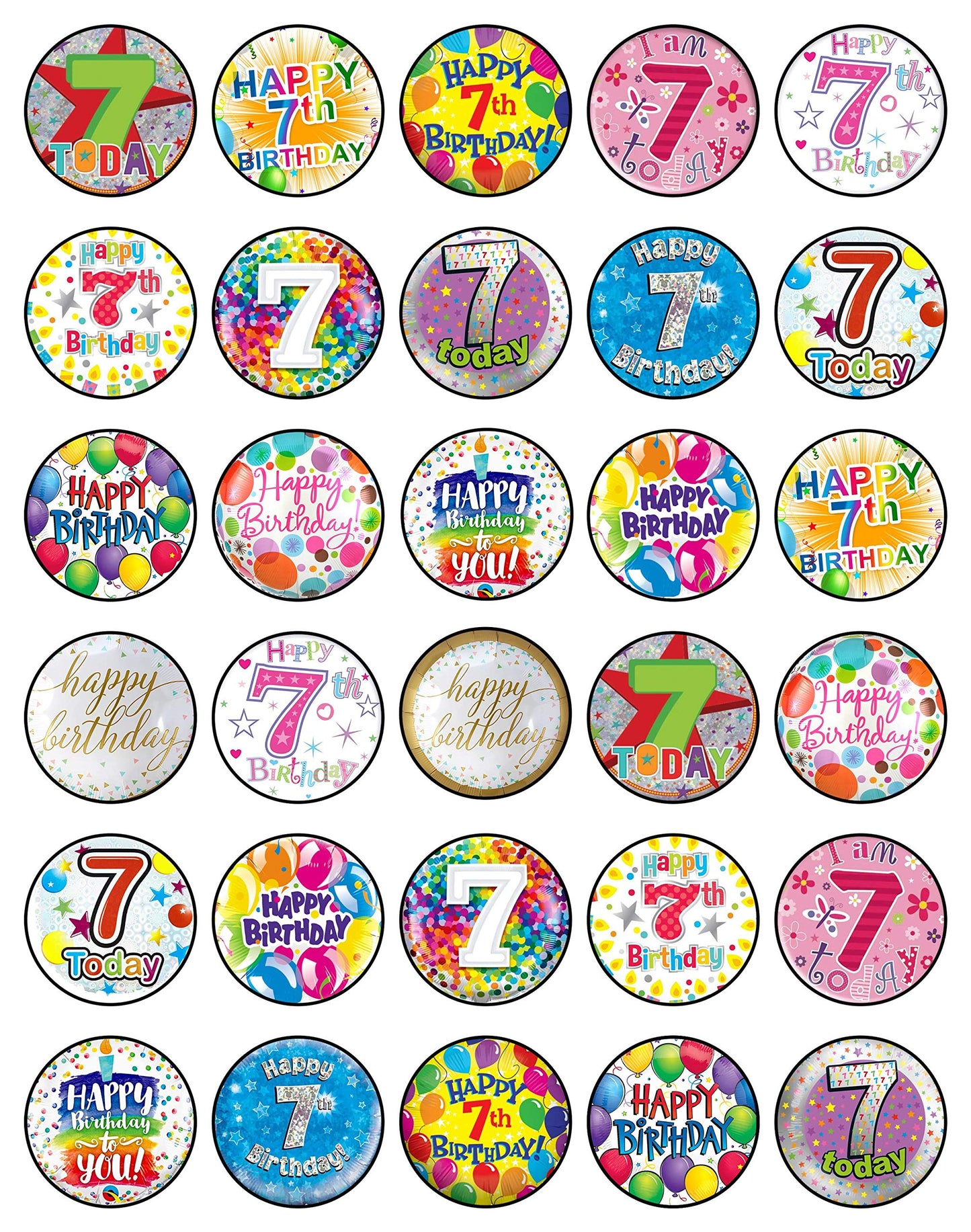 30x Wafer Paper Happy Birthday Edible Cupcake Topper