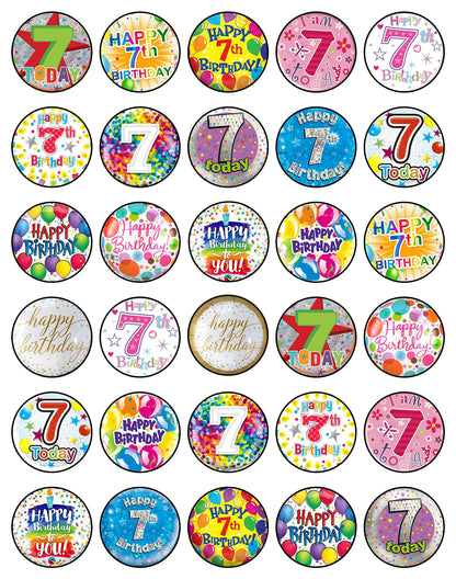 30x Wafer Paper Happy Birthday Edible Cupcake Topper