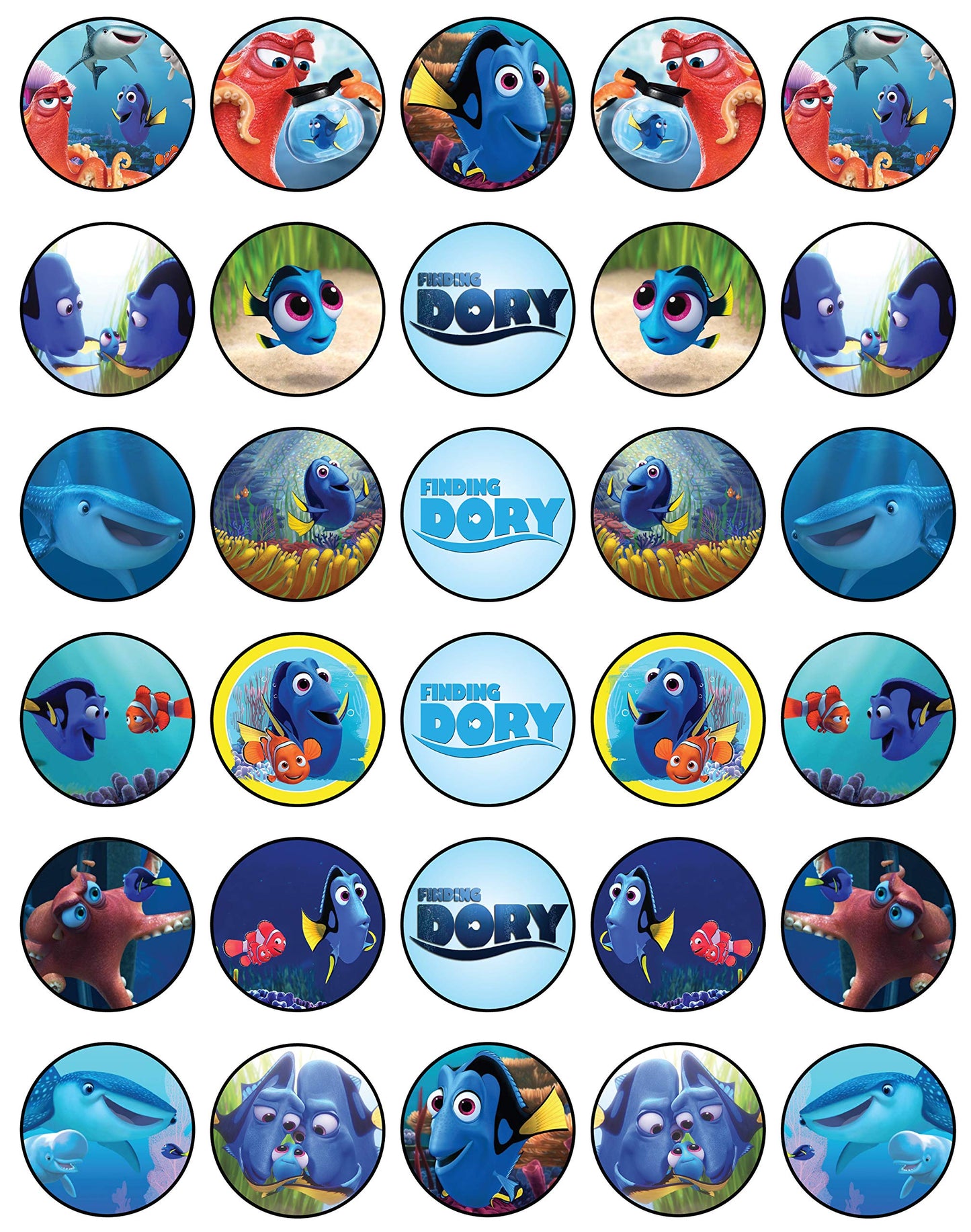 30x Wafer Paper Finding Nemo Edible Cupcake Topper