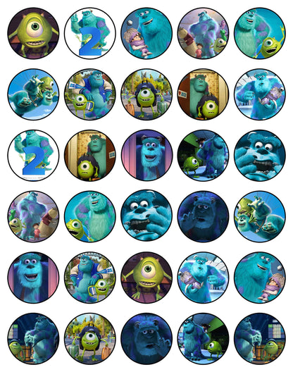 30x Wafer Paper Monster inc Edible Cupcake Topper