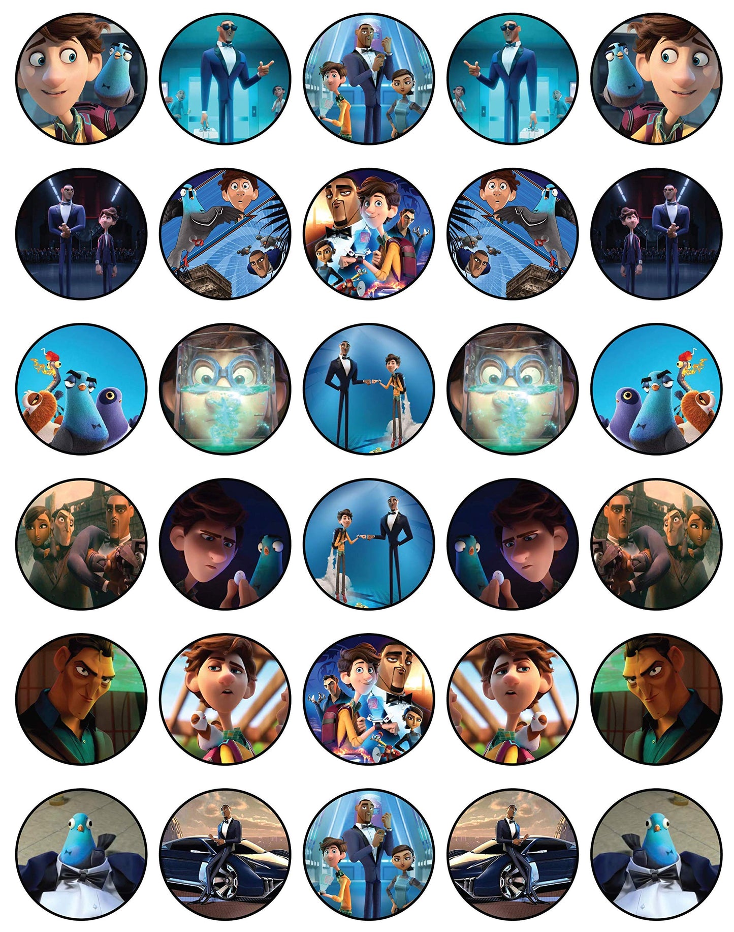 30x Wafer Paper Spies In Disguise Edible Cupcake Topper