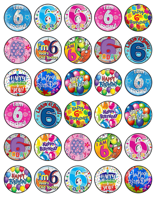 30x Wafer Paper Happy Birthday Edible Cupcake Topper