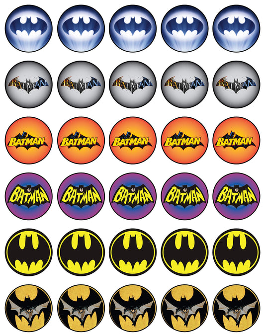 30x Wafer Paper Batman Edible Cupcake Topper