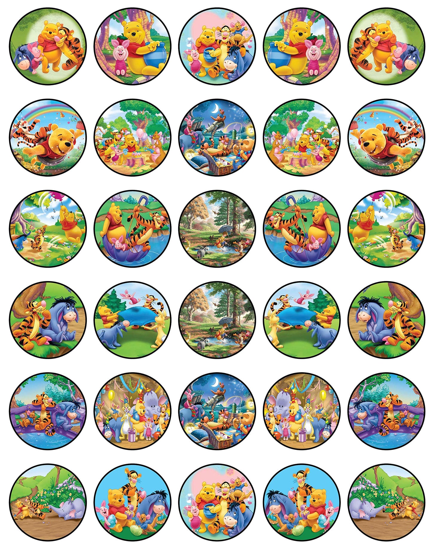 30x Wafer Paper Winne The Pooh Edible Cupcake Topper