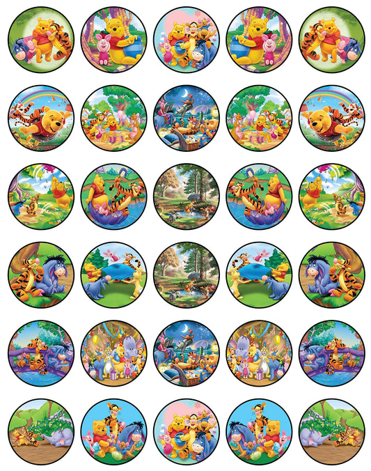 30x Wafer Paper Winne The Pooh Edible Cupcake Topper