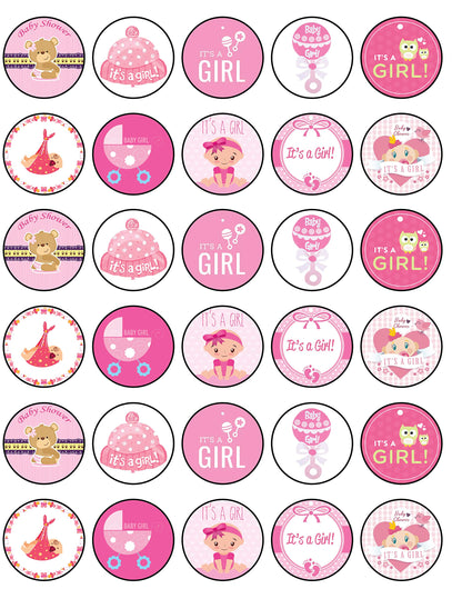 30x Wafer Paper Baby Shower Edible Cupcake Topper