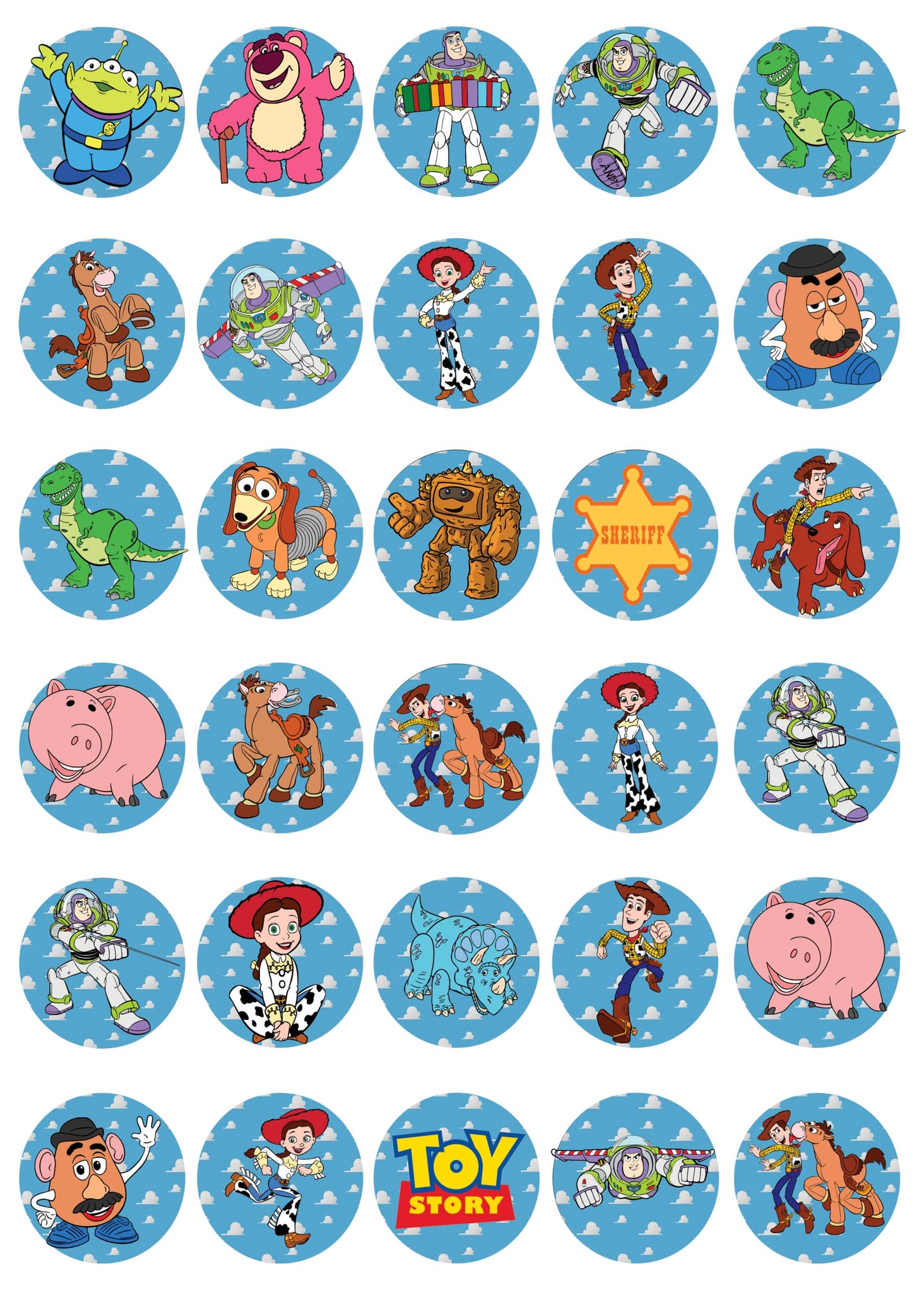 30x Wafer Paper Toy Story Edible Cupcake Topper