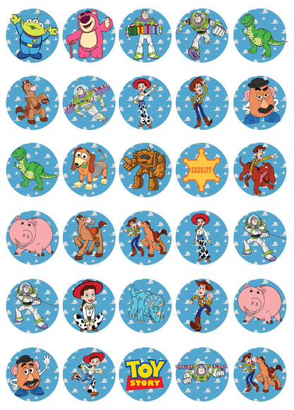 30x Wafer Paper Toy Story Edible Cupcake Topper