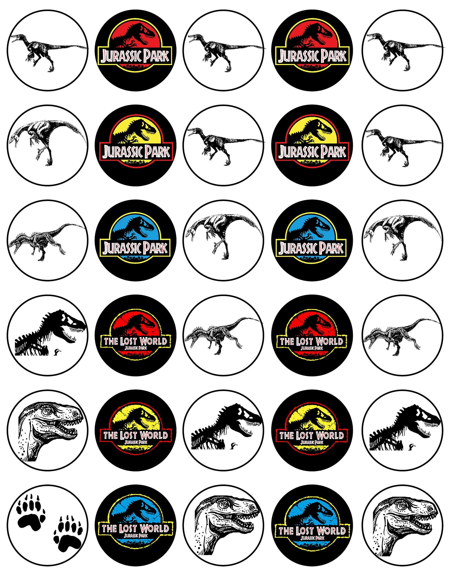 30x Wafer Paper Jurassic World Edible Cupcake Topper