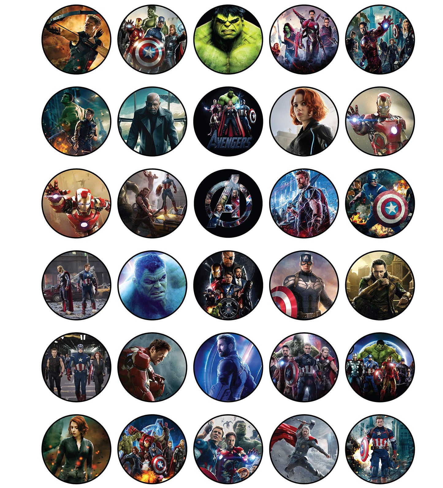 30x Wafer Paper Avengers Edible Cupcake Topper