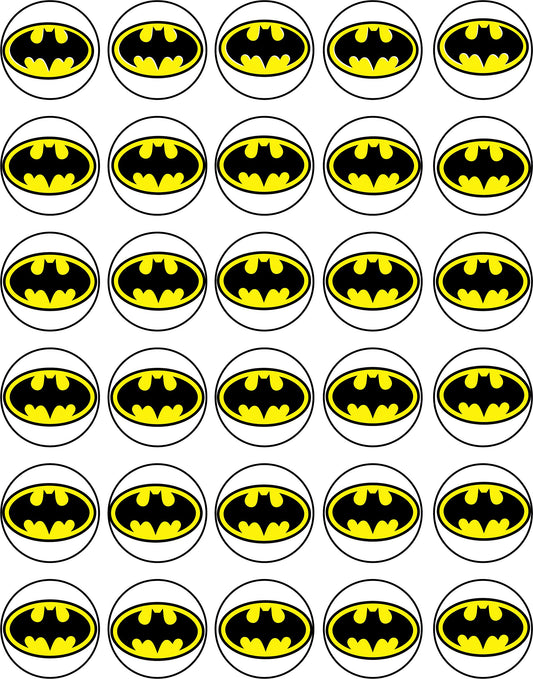 30x Wafer Paper Batman Edible Cupcake Topper