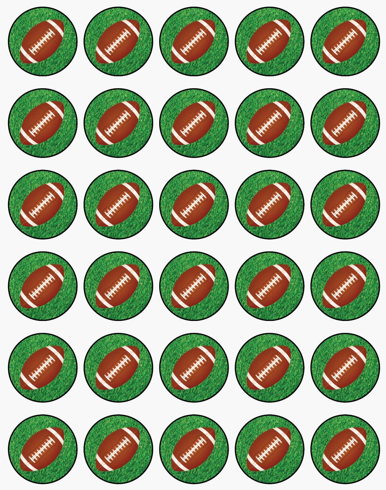 30x sugar Paper Football Edible Cupcake Topper