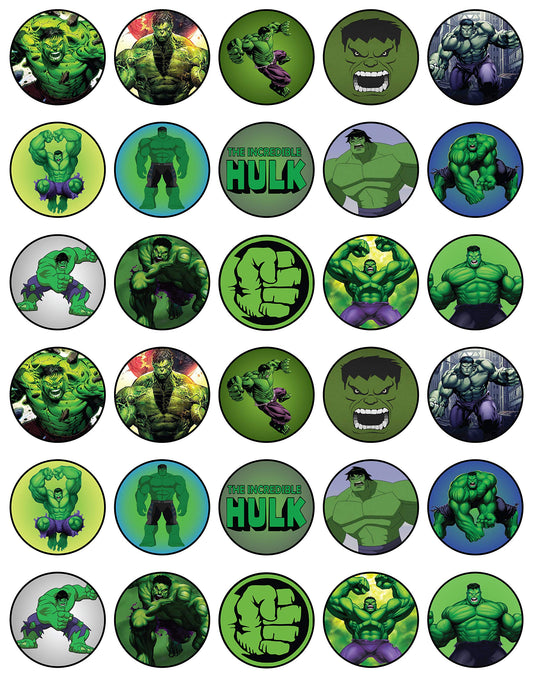 30x Wafer Paper Hulk Edible Cupcake Topper