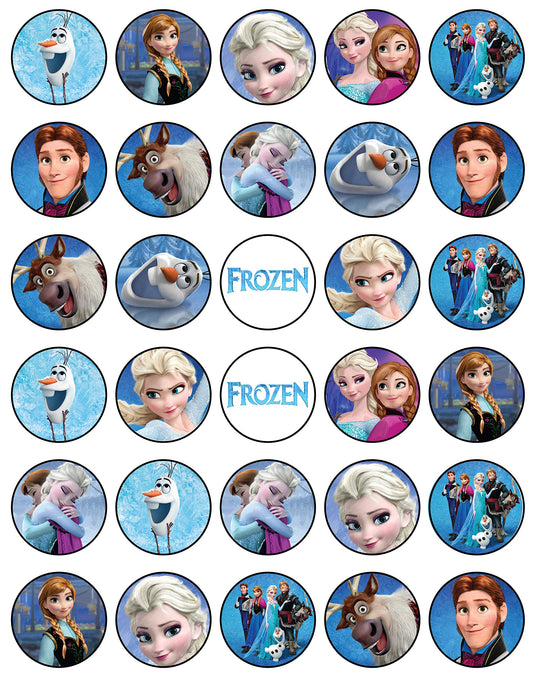 30x Wafer Paper Frozen Edible Cupcake Topper