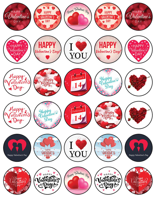 30x Wafer Paper Valentine day Edible Cupcake Topper