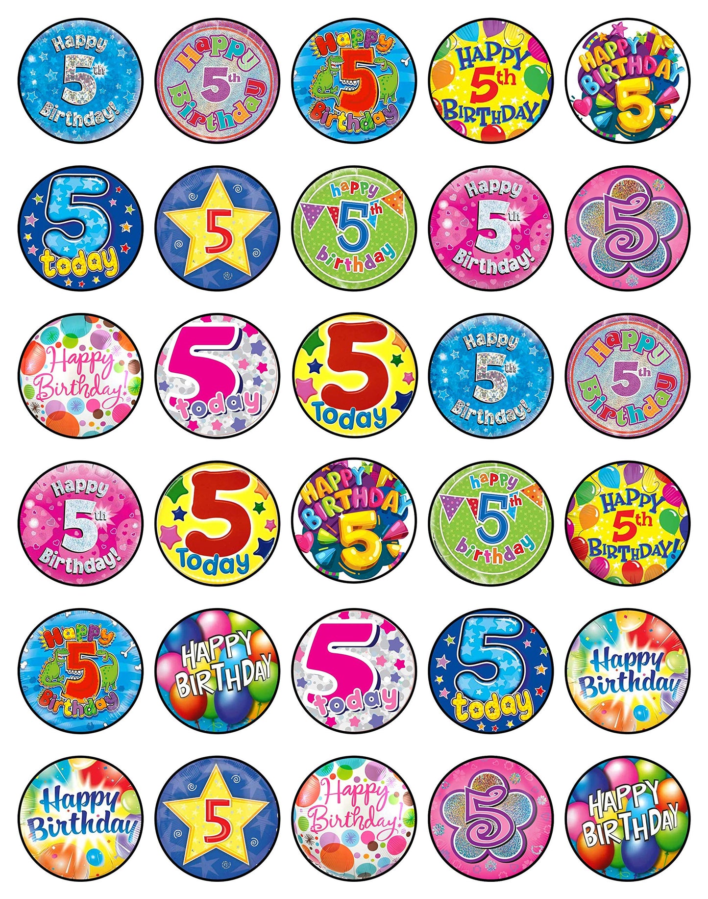 30x Wafer Paper Happy Birthday Edible Cupcake Topper