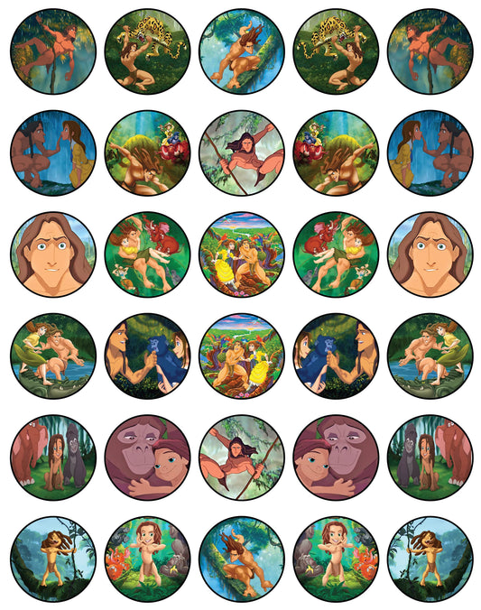 30x Wafer Paper Tarzan Edible Cupcake Topper