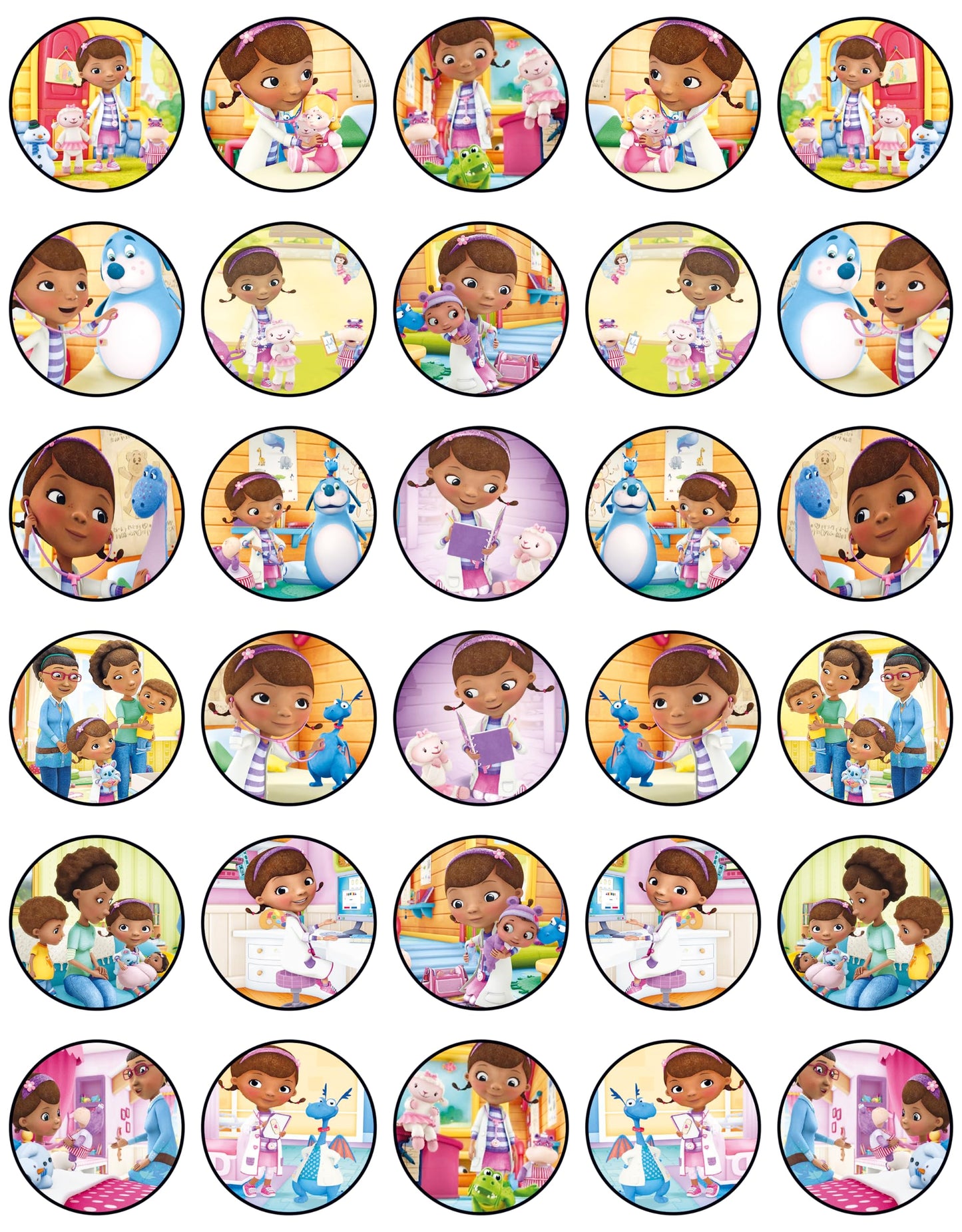 30x Wafer Paper Doc McStuffins Edible Cupcake Topper