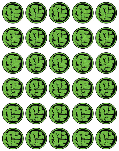 30x Wafer Paper Hulk Edible Cupcake Topper