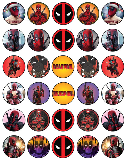 30x Wafer Paper deadpool Edible Cupcake Topper