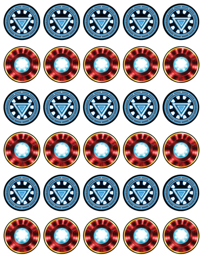 30x Wafer Paper Iron Man Edible Cupcake Topper